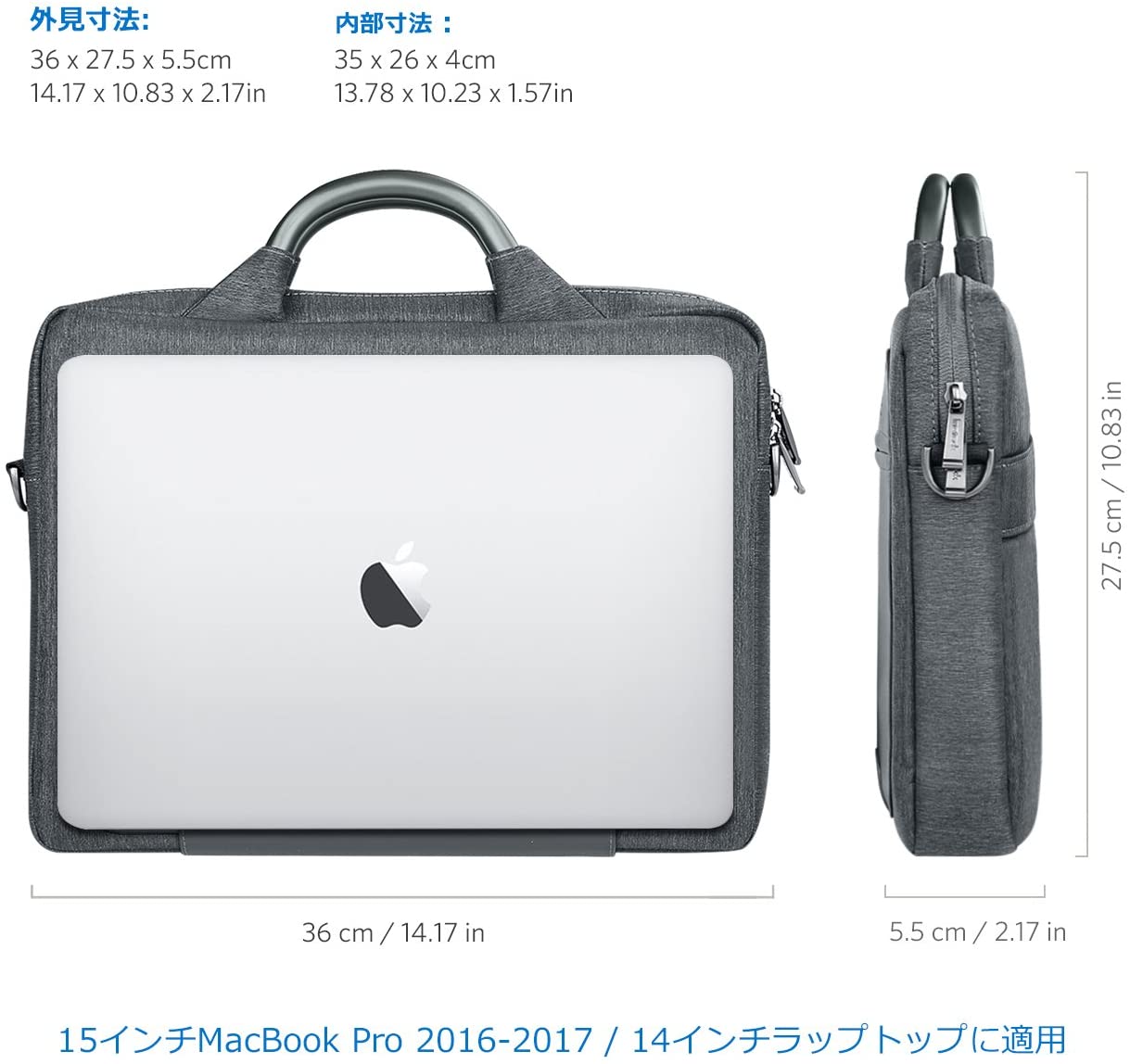 13.5-15インチ New MacBook Pro/Microsoft Surface Book ハンドヘルドバッグ LB1406，dark gray - Inateckバックパックジャパン