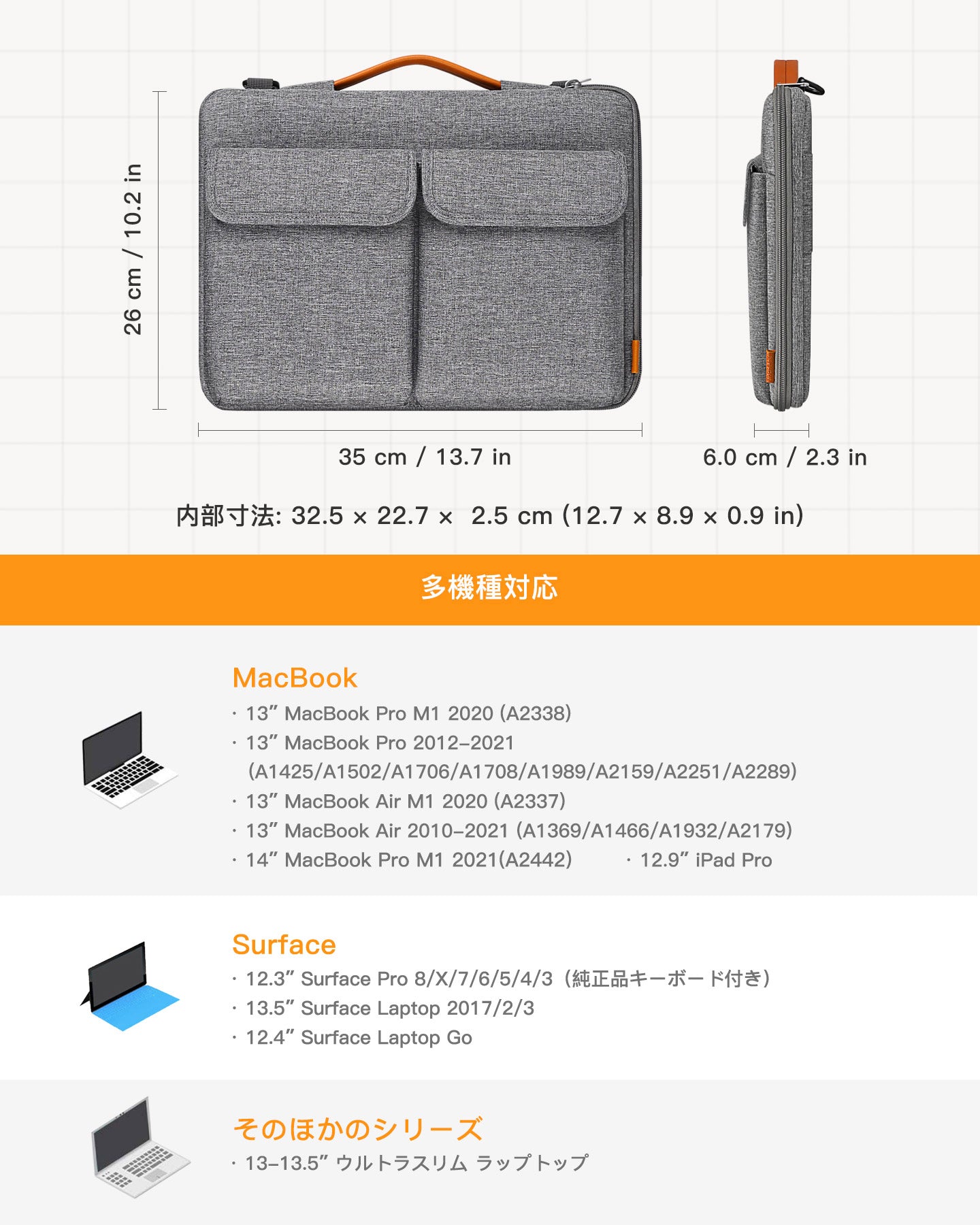 ノートパソコンバッグ 2Way 13 13.3インチ 衝撃吸収 持ち手付き 手提げバッグ 肩掛けバッグ 取り外し可能ショルダーベルト パソコンケース おしゃれ かわいい PC ケース ノートPC 軽量 収納 スタイリッシュケースビジネスバッグ MacBook 在宅 - Inateckバックパックジャパン
