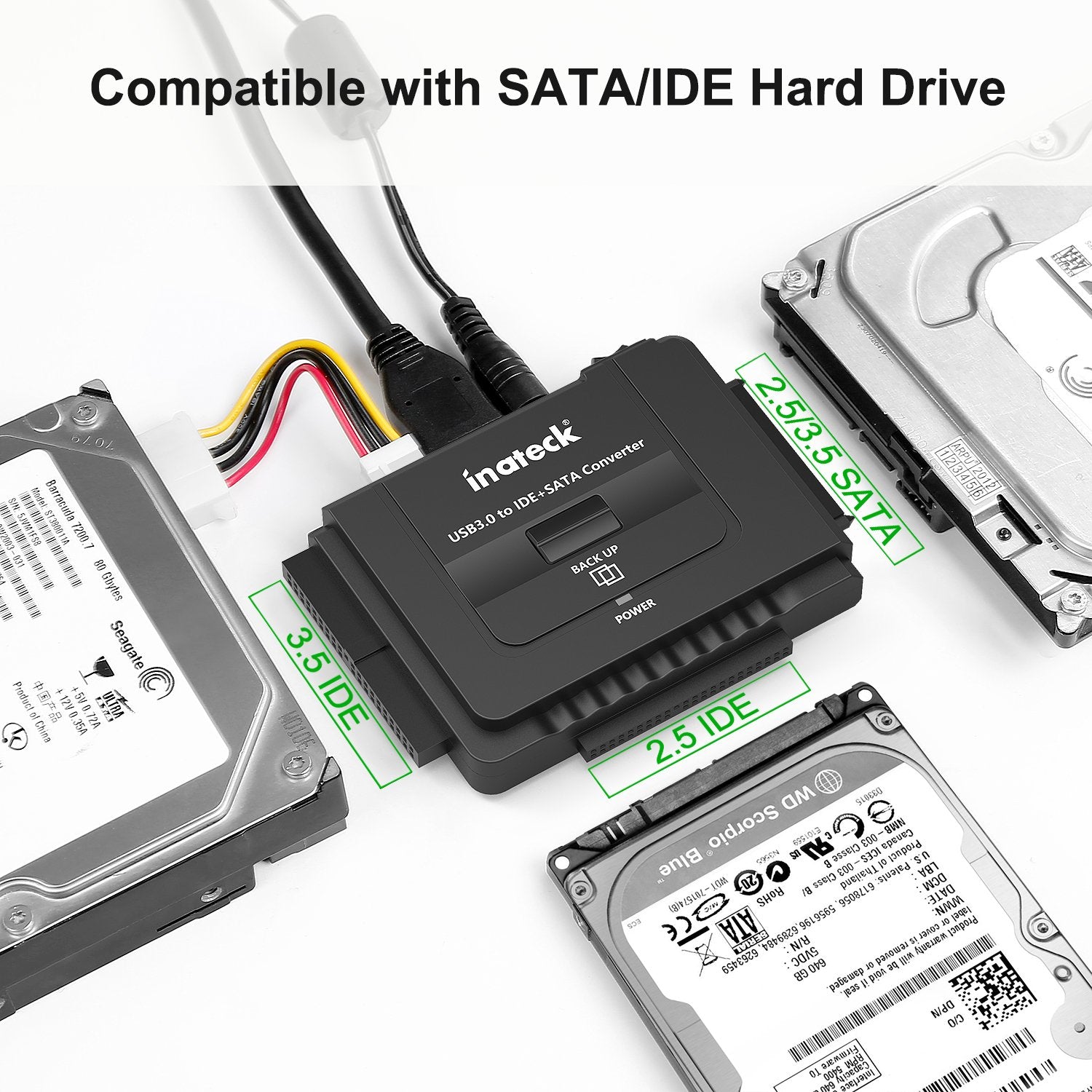 Inateck HDD/SSD用 SATA&IDE-USB3.0変換アダプタ UA2001 - Inateckバックパックジャパン