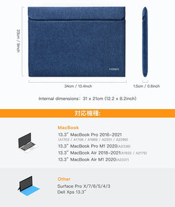 12.9-13インチMacBook Air/Pro/Surface Pro/ iPad pro ラップトップスリーブ マグネットなし LB01009-13S，blue - Inateckバックパックジャパン