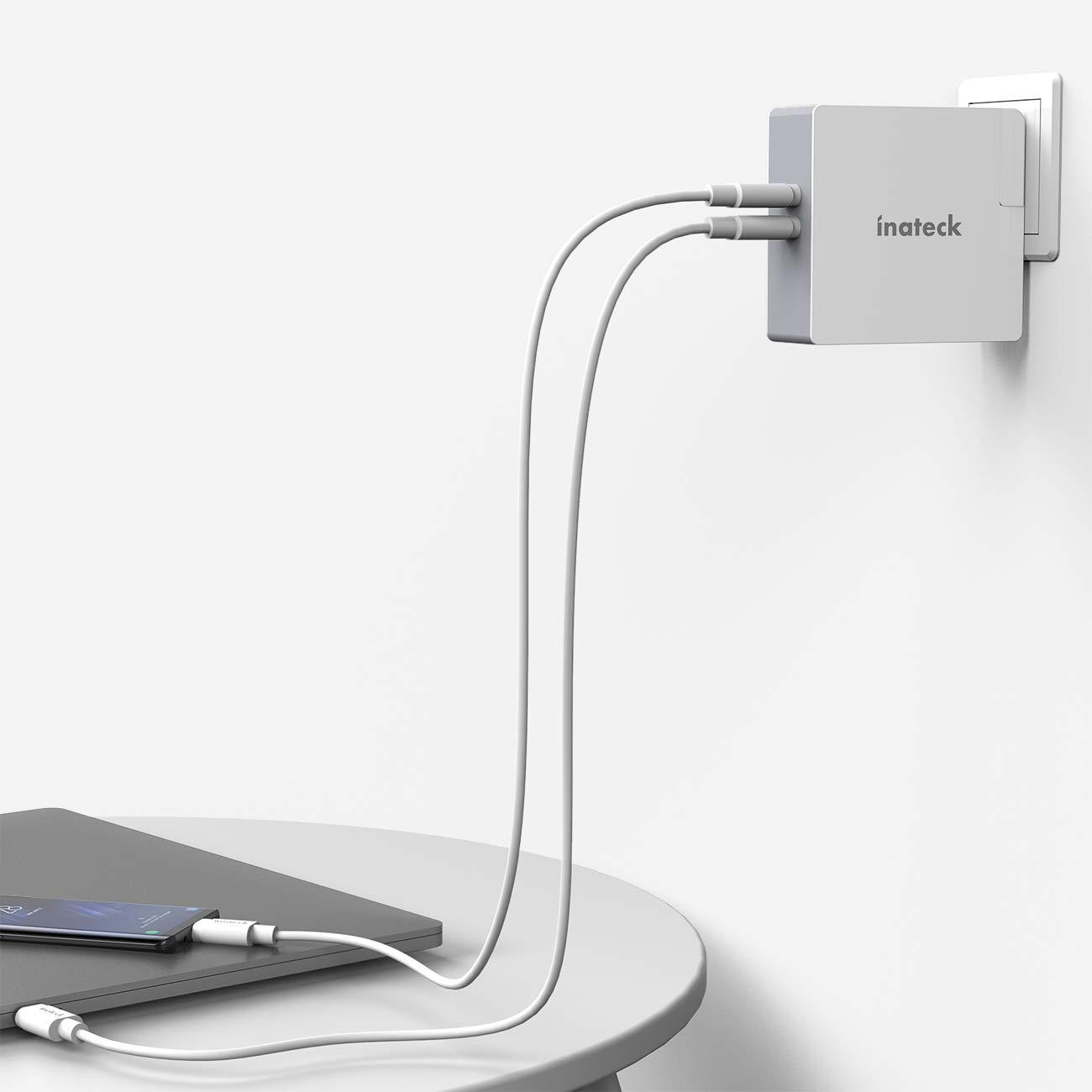 Inateck USB C充電器、2つUSB Cポート付き60W PD充電器、CC01001、白 - Inateckバックパックジャパン