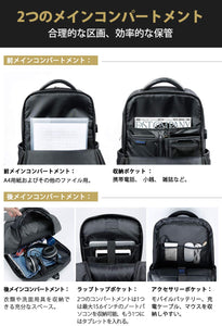 15.6インチ ラップトップバックパック USB充電ポート付き 撥水加工　CB1001，black - Inateckバックパックジャパン
