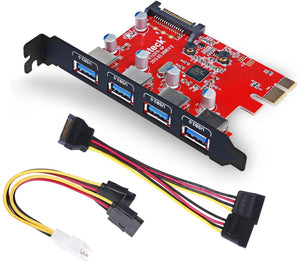 4ポートUSB3.0増設ボード UASP対応 補助電源需要 PCIex1 Rev.2用インターフェースカード KT4001 - Inateckバックパックジャパン