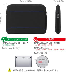 13インチ MacBook Pro/Air/Surface Pro ゼロショックラップトップスリーブ LB01002，black - Inateckバックパックジャパン