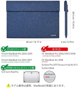 13-13.3インチMacBook Pro /Air/Surface Laptop ラップトップスリーブ LB01003，blue - Inateckバックパックジャパン