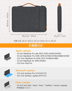 13-13.5インチ MacBook Air/Pro Surface Pro X/7/6/5/4 /3/ 12.4インチSurface Laptop Go  13.5インチSurface 360°超強保護 ラップトップ スリーブケース LB02006_black gray - Inateckバックパックジャパン