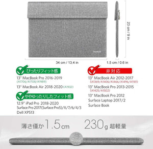 12.9-13インチMacBook Air/Pro/Surface Pro/ iPad pro ラップトップスリーブ LC1303，gray - Inateckバックパックジャパン