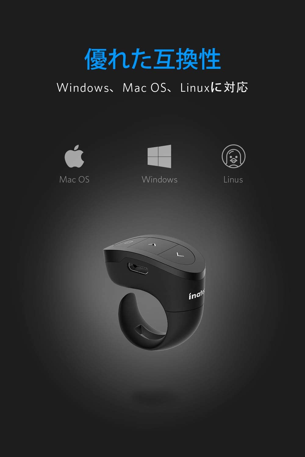 2.4GHz ワイヤレス フィンガープレゼンター 、PPT、Keynote、Googleスライド用リモート、15日間動作可能、充電式、WP2002 - Inateckバックパックジャパン