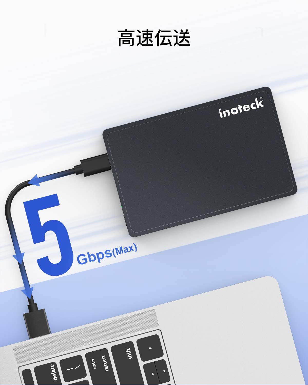 Inateck 2.5インチ HDD ケース、USB-C & USB-A 3.1(Gen1)ケーブル付き、UASPサポート、FE2005AC black - Inateckバックパックジャパン