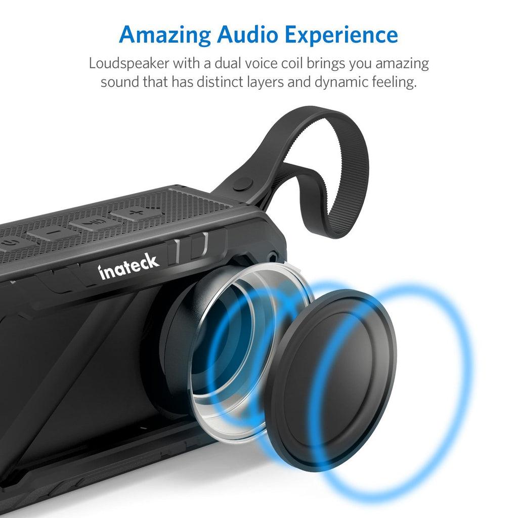 Inateckポータブル防水IPX 7および耐衝撃性のBluetoothスピーカー 5Wドライバ 最大17時間再生可能 iPhone、iPad