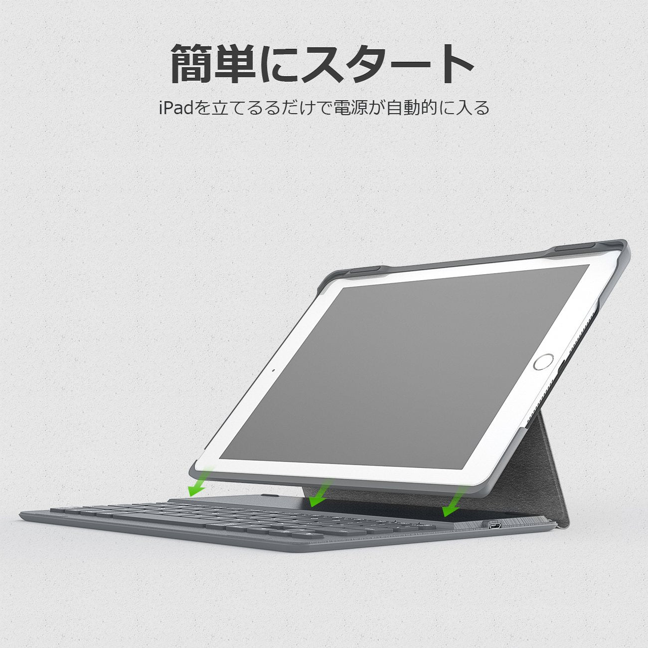 Inateck iPad 第6世代（2018）、第5世代（2017）、iPad Air 1用 キーボードカバー,ダークグレー、BK2003 - Inateckバックパックジャパン